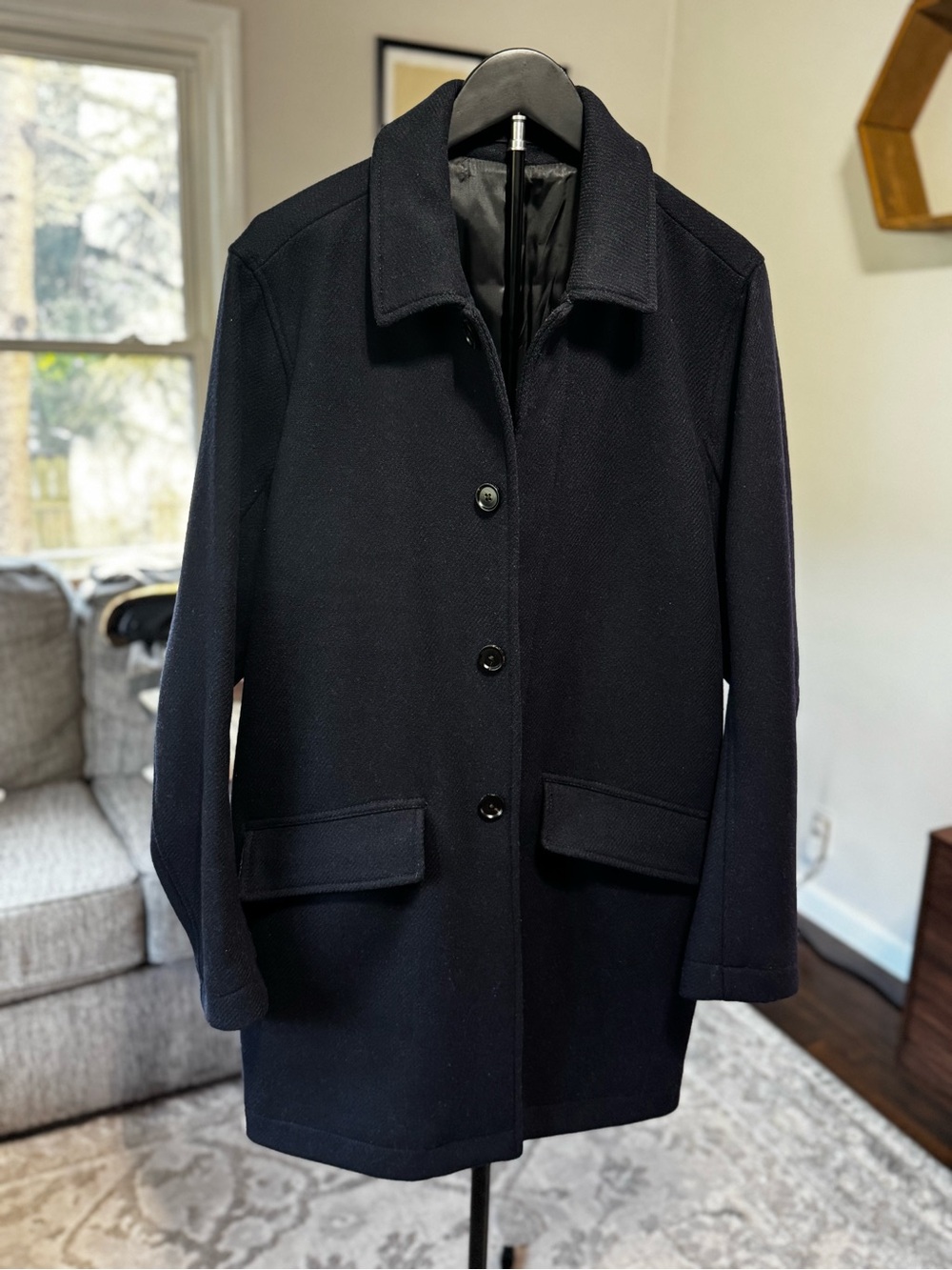 Classic Men’s Navy Wool-Blend Coat